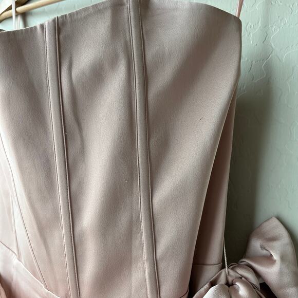 NEW V. Chapman Dress June Rose Pink Satin Strapless Corset Maxi Gown Size 12 - Picture 4 of 12
